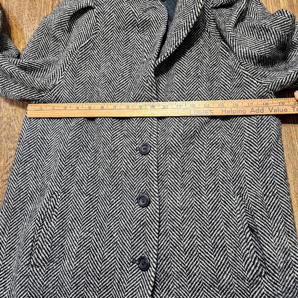 Women's Black and White Pea Coat - Picture 9 of 15